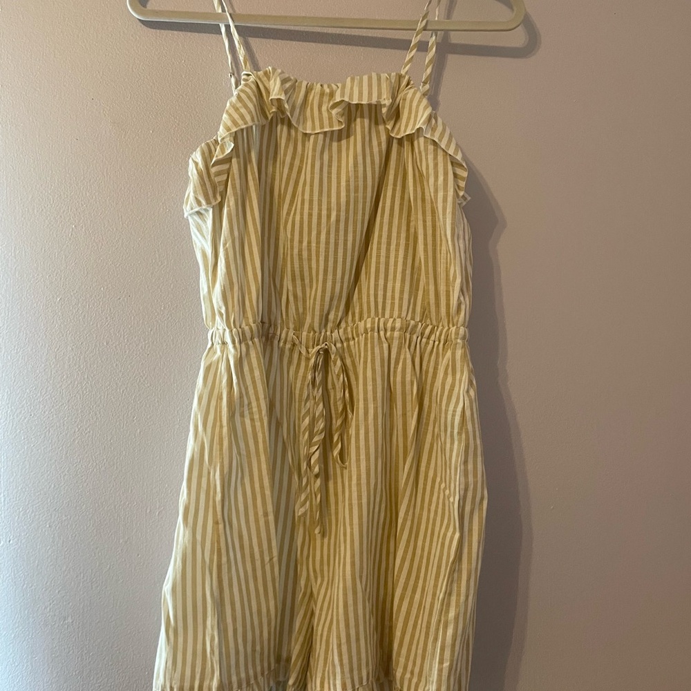Cider Tan and White Striped Romper